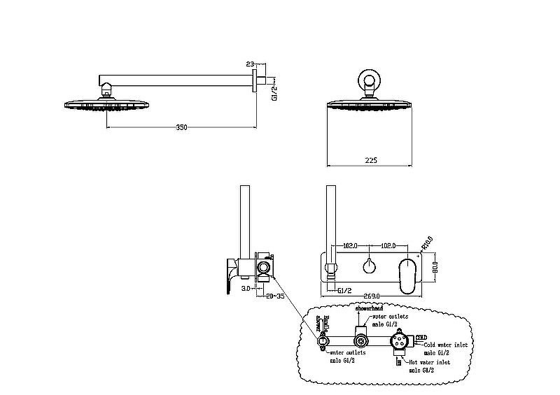 Душевая система Boheme Spectre 454-BR бронза купить в интернет-магазине сантехники Sanbest