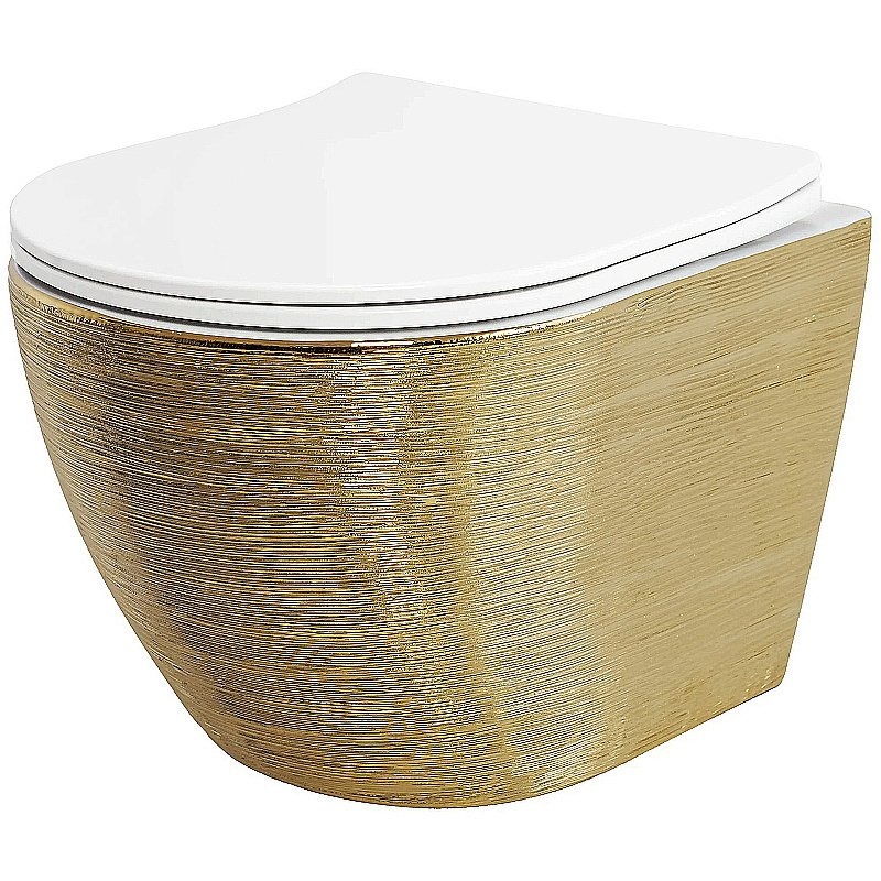 Унитаз подвесной Grossman Color GR-4455GWS безободковый, с крышкой микролифт, золото купить в интернет-магазине Sanbest