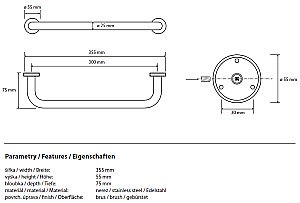 Поручень прямой Bemeta Neo 102307015 купить в интернет-магазине сантехники Sanbest