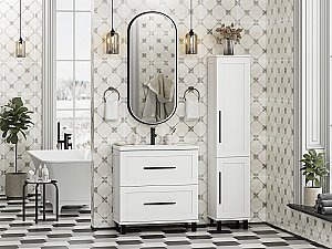 Тумба с раковиной Misty Модерн - 80 П-Мод07080-011Пр белая для ванной в интернет-магазине Sanbest