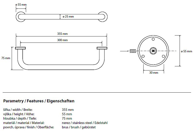 Поручень прямой Bemeta Neo 102307015 купить в интернет-магазине сантехники Sanbest