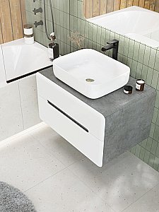 Тумба с раковиной Art&Max AM-Genova-800-2C-SO-LN/AM-78109 Бетон лофт натуральный для ванной в интернет-магазине Sanbest