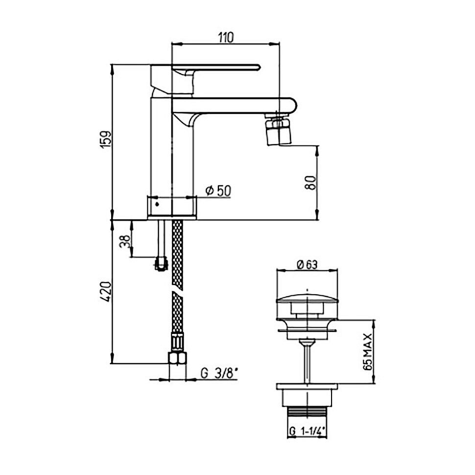 Смеситель для биде PAINI Ghibli 44CR306EFXTSR хром купить в интернет-магазине сантехники Sanbest