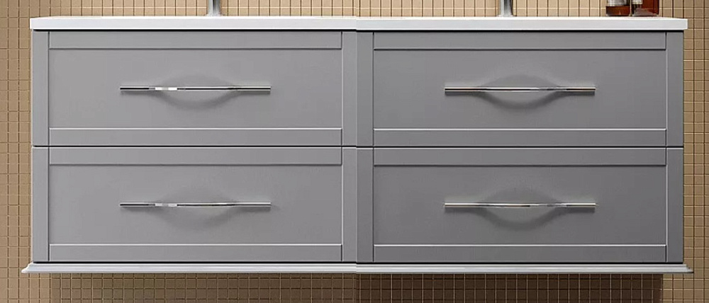 Тумба с раковиной Cezares TIFFANY 120 с двумя чашами Grigio Nuvola для ванной в интернет-магазине Sanbest