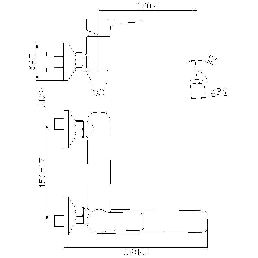 Смеситель для ванны Rossinka W W35-33 купить в интернет-магазине сантехники Sanbest