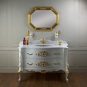 Тумба с раковиной Migliore Virginia 139 Biaco Opaco/Dorato для ванной в интернет-магазине Sanbest