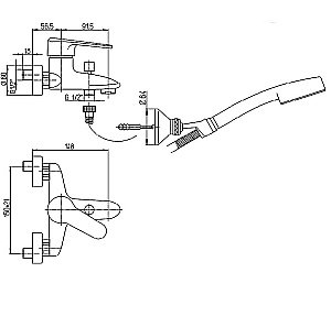 Смеситель для ванны PAINI Cooper 80CR105KM с аксессуаром, хром купить в интернет-магазине сантехники Sanbest
