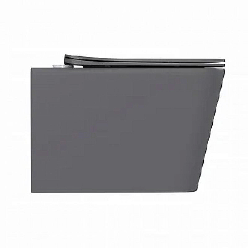 Унитаз подвесной BAS KVADRO GREY безободковый, с крышкой микролифт, серый купить в интернет-магазине Sanbest