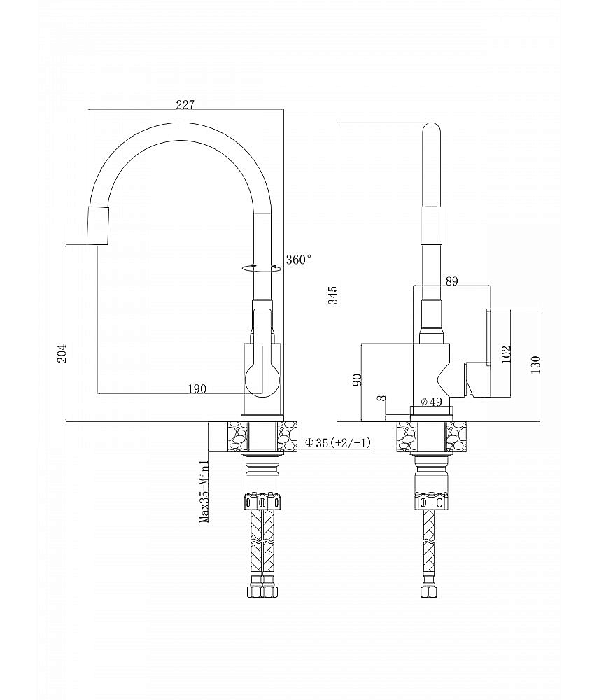 Смеситель для кухни Agger Easy A3100544 черный матовый купить в интернет-магазине сантехники Sanbest
