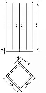 Душевой уголок Aquanet Alfa Cube NAA1142 90х90 стекло прозрачное/профиль хром купить в интернет-магазине Sanbest