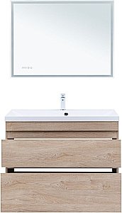 Тумба с раковиной Aquanet Нота New 100 344149+284116 светлый дуб для ванной в интернет-магазине Sanbest