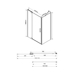 Душевой уголок Vincea Extra VSR-1E111210CLB 120x100 стекло прозрачное/профиль черный купить в интернет-магазине Sanbest