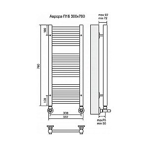Полотенцесушитель водяной Terminus Аврора П16 300x780 купить в интернет-магазине сантехники Sanbest
