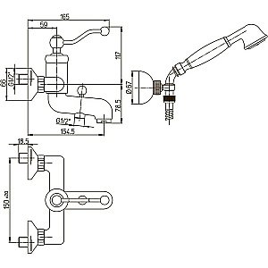 Смеситель для ванны PAINI Duomo 88OP105 золото купить в интернет-магазине сантехники Sanbest