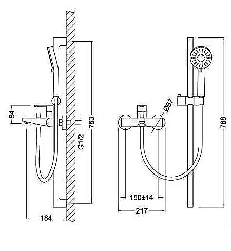 Смеситель для ванны Schein Track 471KS/Z8003020PT купить в интернет-магазине сантехники Sanbest