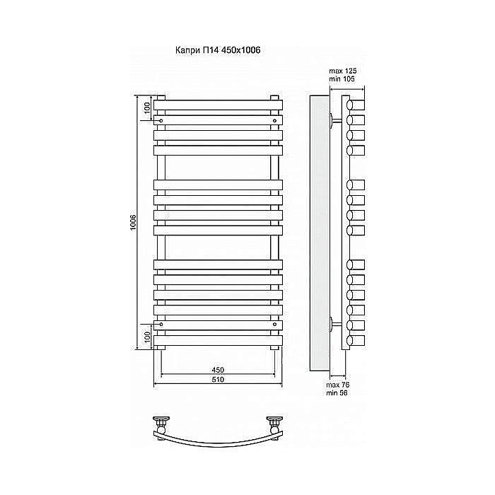 Полотенцесушитель электрический Terminus Капри П18 500x1326 левый/правый купить в интернет-магазине сантехники Sanbest