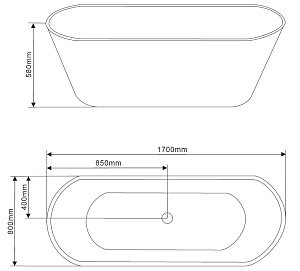 Ванна акриловая Grossman GR-1501 170x80 купить в интернет-магазине Sanbest