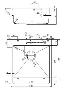 Кухонная мойка D&K 50х50 DKS505006 графит купить в интернет-магазине сантехники Sanbest