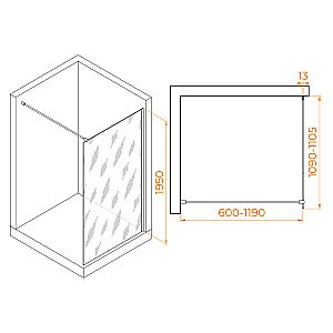 Душевое ограждение RGW Walk In WA-010G 110 351001011-16 стекло прозрачное/профиль золото купить в интернет-магазине Sanbest