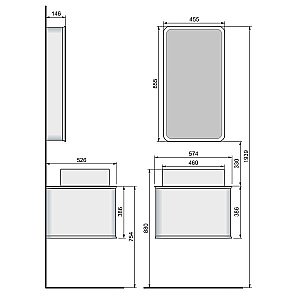 Зеркальный шкаф Jorno Pastel Pas.03.46/PI 45,5x85,5 Розовый купить в интернет-магазине сантехники Sanbest