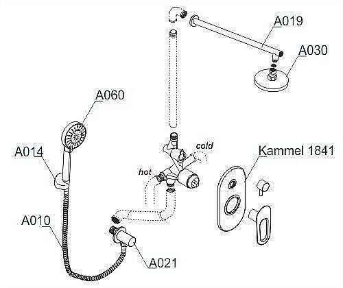 Душевая система WasserKRAFT Kammel 1800 A16830 купить в интернет-магазине сантехники Sanbest