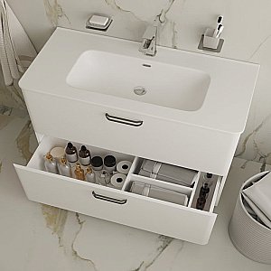 Тумба с раковиной Iddis Brick BRI10WFi95K 100 белая для ванной в интернет-магазине Sanbest