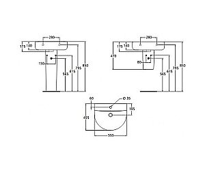 Раковина на полупьедестале Ideal Standard Connect 55 E785401 белая купить в интернет-магазине Sanbest