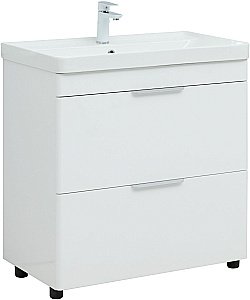 Тумба с раковиной Aquanet Ирис new 80 напольная белый глянец для ванной в интернет-магазине Sanbest