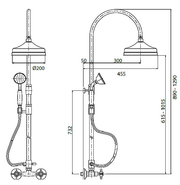 Душевая система Cezares GOLF-CD-01 хром/ручки хром купить в интернет-магазине сантехники Sanbest