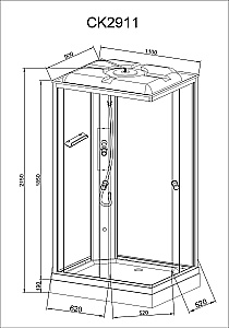 Душевая кабина AvaCan CK Серия CK2911LED 110х90 с гидромассажем, с подсветкой купить в интернет-магазине Sanbest