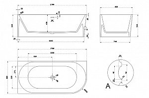 Ванна Abber Stein 170x80 AS9651 белая матовая купить в интернет-магазине Sanbest