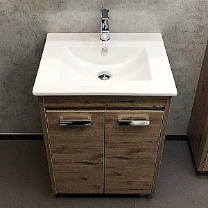 Тумба с раковиной Comforty Марио 00-00004155 60 дуб темный для ванной в интернет-магазине Sanbest