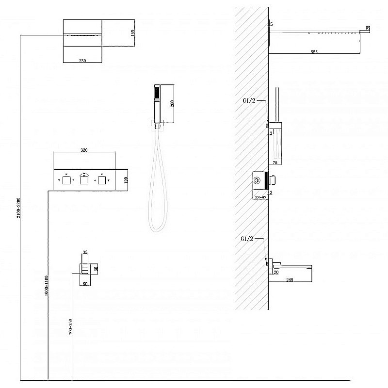 Душевая система Abber Daheim AF8253NG никель купить в интернет-магазине сантехники Sanbest