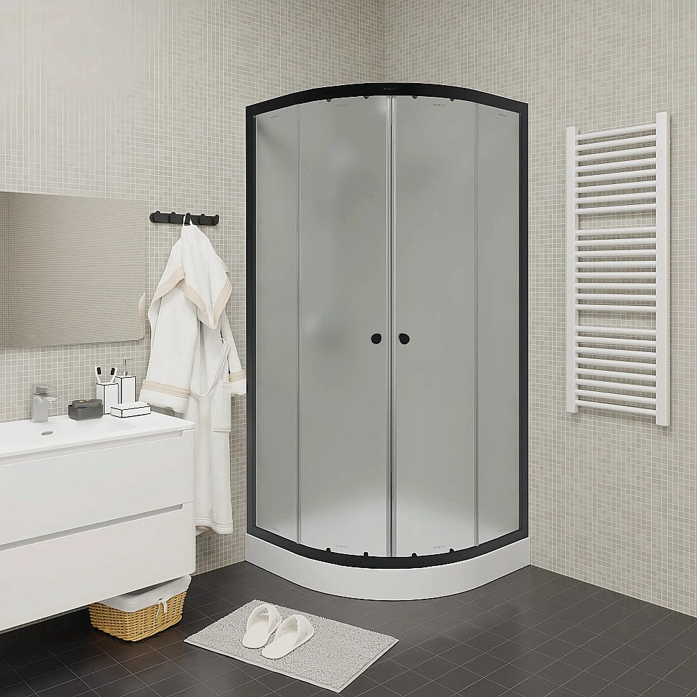 Душевой уголок Parly ZF81B 80x80 стекло матовое/профиль черный купить в интернет-магазине Sanbest