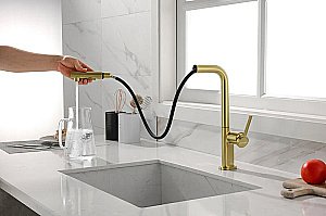 Смеситель для кухни Paulmark Neo Ne214419-LG  светлое золото купить в интернет-магазине сантехники Sanbest