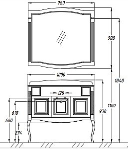 Тумба с раковиной Опадирис Лаура 100 со столешницей белый/swarovski хром для ванной в интернет-магазине Sanbest