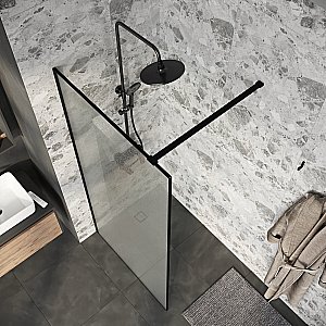 Душевая перегородка Niagara Nova 120 NG-781-12BLACK профиль черный матовый/стекло эффект битого стекла купить в интернет-магазине Sanbest