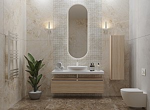 Тумба с раковиной и столешницей Armadi Art Flat 120 2 ящика, светлый дуб для ванной в интернет-магазине Sanbest