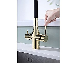 Смеситель для кухни Paulmark Salix Sa213419-G золото/черный купить в интернет-магазине сантехники Sanbest