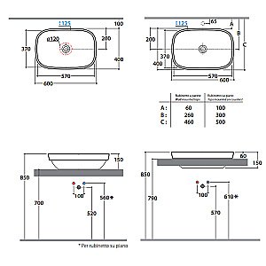 Раковина Globo Genesis 60 GE042.BI*0 белая купить в интернет-магазине Sanbest