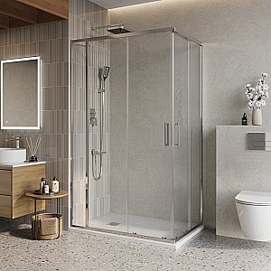 Душевой уголок BelBagno LUCE-AH-21 110х90 стекло прозрачное/профиль хром купить в интернет-магазине Sanbest