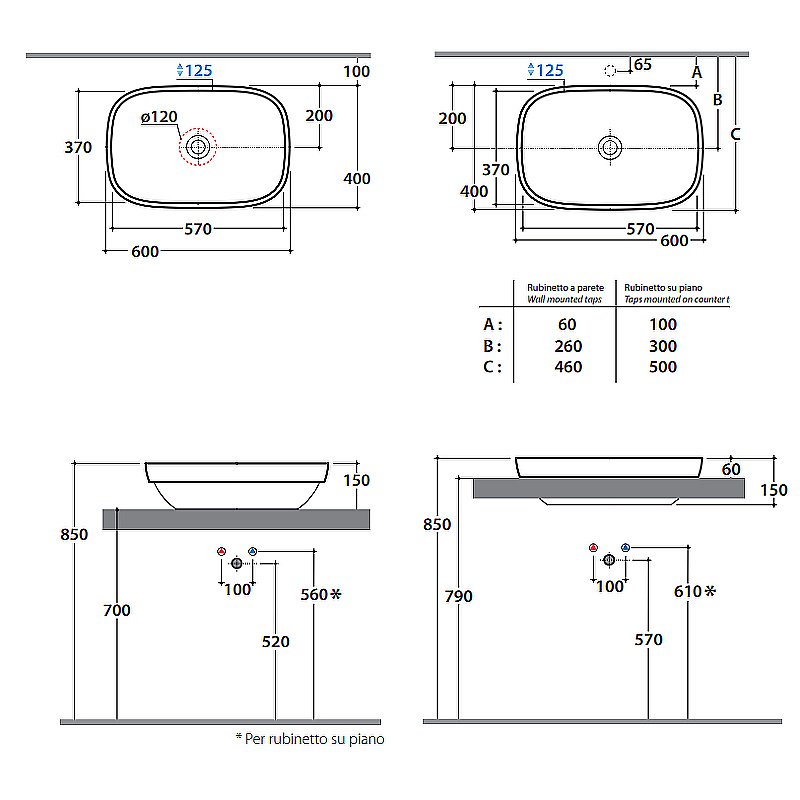 Раковина Globo Genesis 60 GE042.BI*0 белая купить в интернет-магазине Sanbest