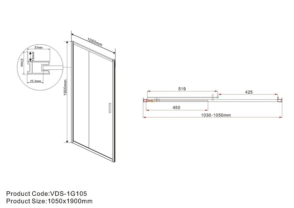 Душевая дверь Vincea GARDA VDS-1G 105 хром/прозрачное купить в интернет-магазине Sanbest