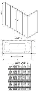 Шторка для ванны Radaway Vesta DWD+S 140x65 купить в интернет-магазине Sanbest