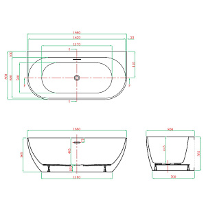 Акриловая ванна Vagnerplast Vera 166x80 KRBV166VER9X-64 белая купить в интернет-магазине Sanbest