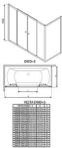 Шторка для ванны Radaway Vesta DWD+S 160x75 купить в интернет-магазине Sanbest