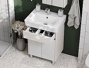 Тумба с раковиной Акватон Верди 60 Н белая/ясень фабрик для ванной в интернет-магазине Sanbest