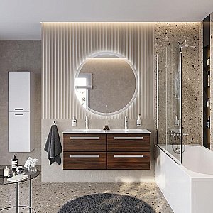 Тумба с раковиной Cezares ECO-CER-N 120 ECO-CER-N-1200-4C-SO-2-NCS-P орех шоколад софт для ванной в интернет-магазине Sanbest