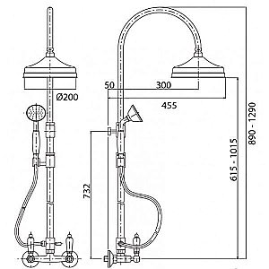 Душевая система Cezares FIRST-CD-03/24-Bi золото 24 карат/ручки белые купить в интернет-магазине сантехники Sanbest