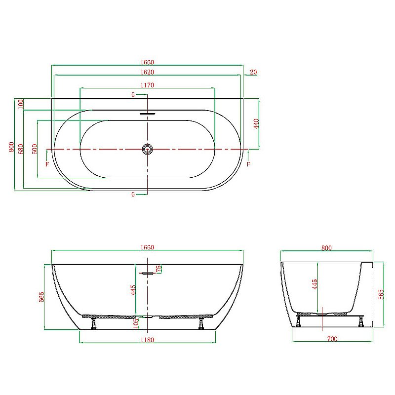 Акриловая ванна Vagnerplast Vera 166x80 KRBV166VER9X-64 белая купить в интернет-магазине Sanbest